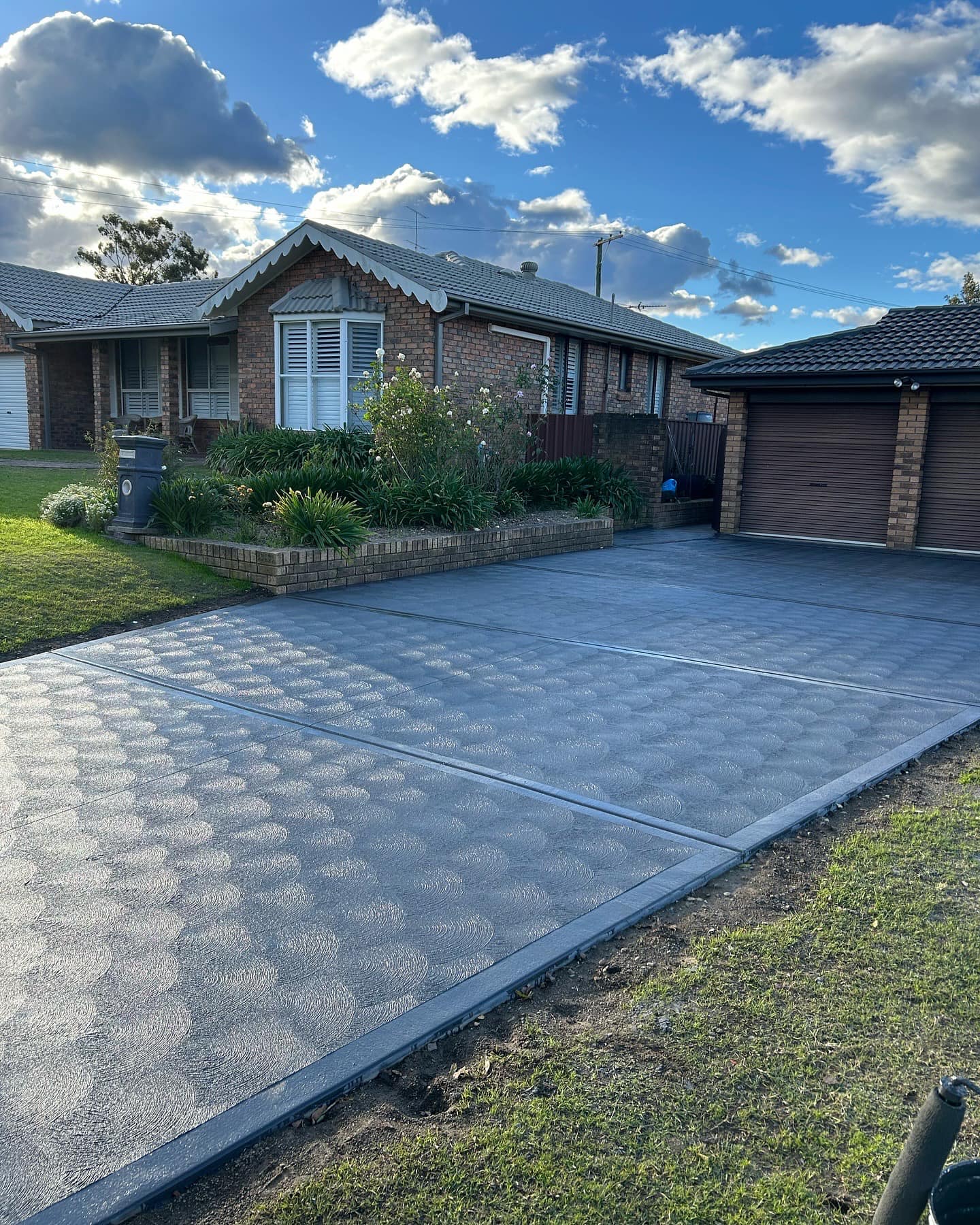 Stylish concrete driveway